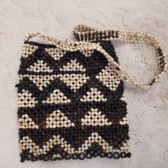 Vintage 70s Bohemian Hippie Classic Boho Moto Handcrafted Retro Beadbag - Picture 2 of 3